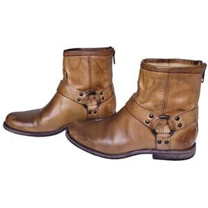 FRYE PHILIP HARNESS #76870 Ankle Boots Camel Women's Size 6.5B